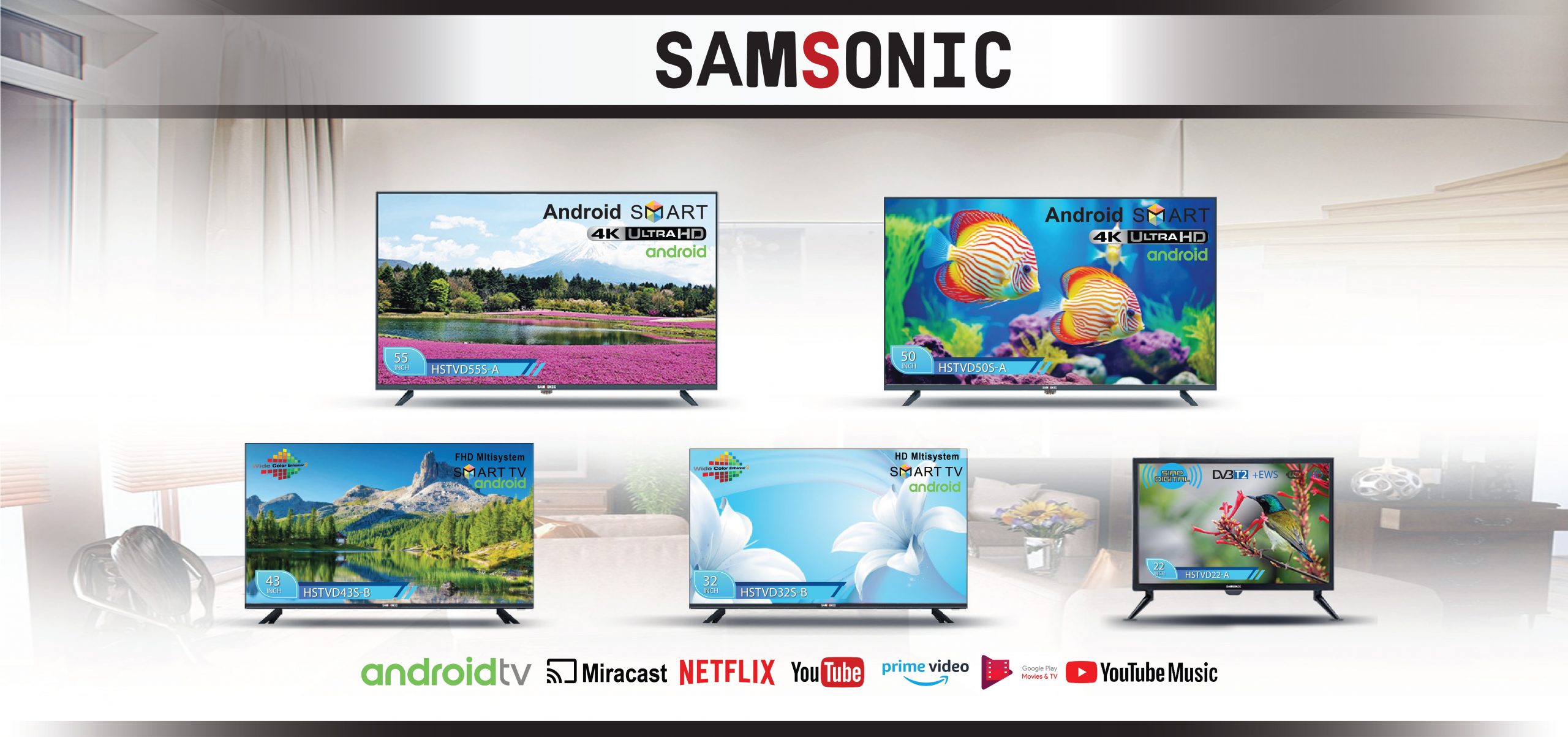 samsonic tv televisi android tv google tv digital tv smart netflix youtube 4k hd uhd fhd multimayaka multi mayaka